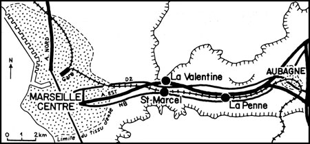 Carte banlieue Est-marseillaise.